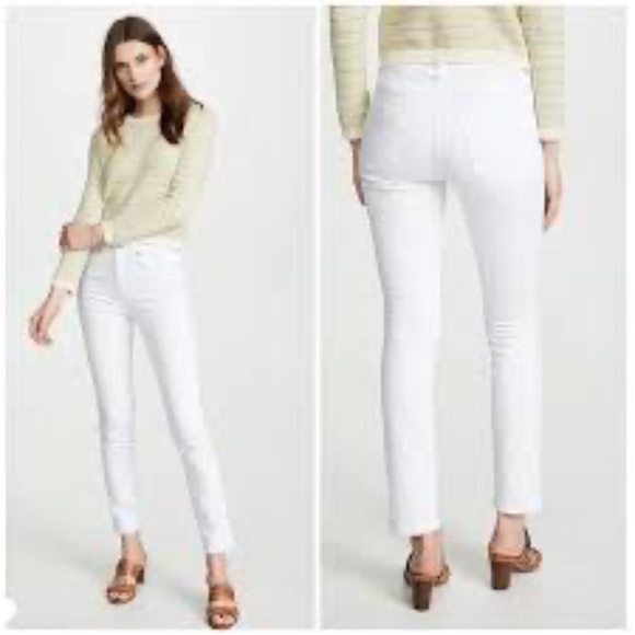 Veronica Beard Denim - Veronica Beard Kate Crop Denim Jeans White Stretch Skinny Mid-Rise Women Sz 26